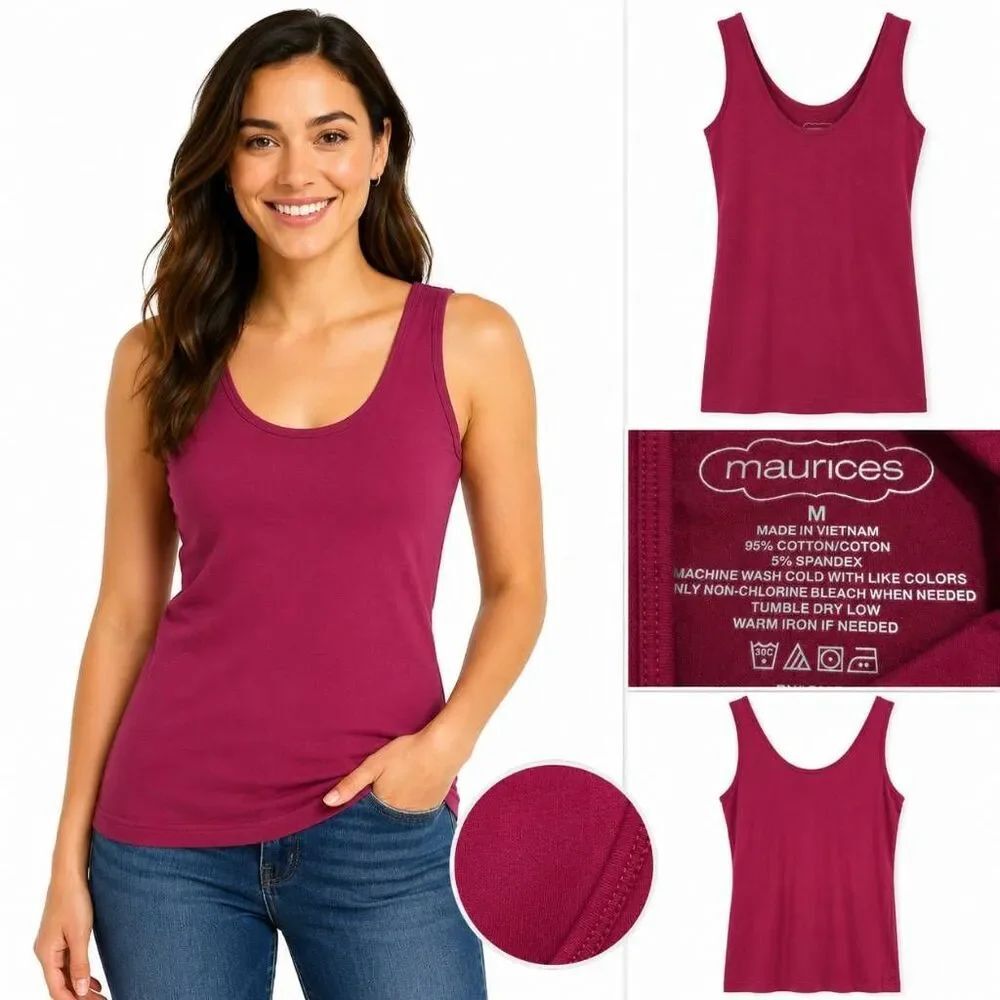Maurices Size M Berry Pink Cotton Stretch Layering Tank